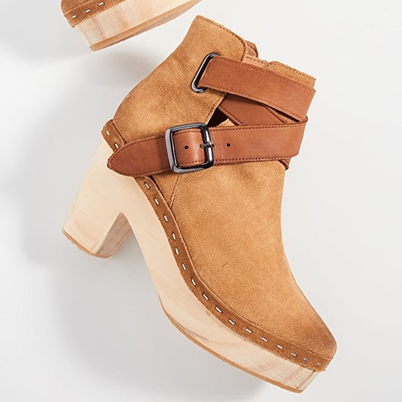 FREE PEOPLE | Sand Leather Bungalow 70s Clog Boot Neutral Boho Scandi New - Picture 2 of 5